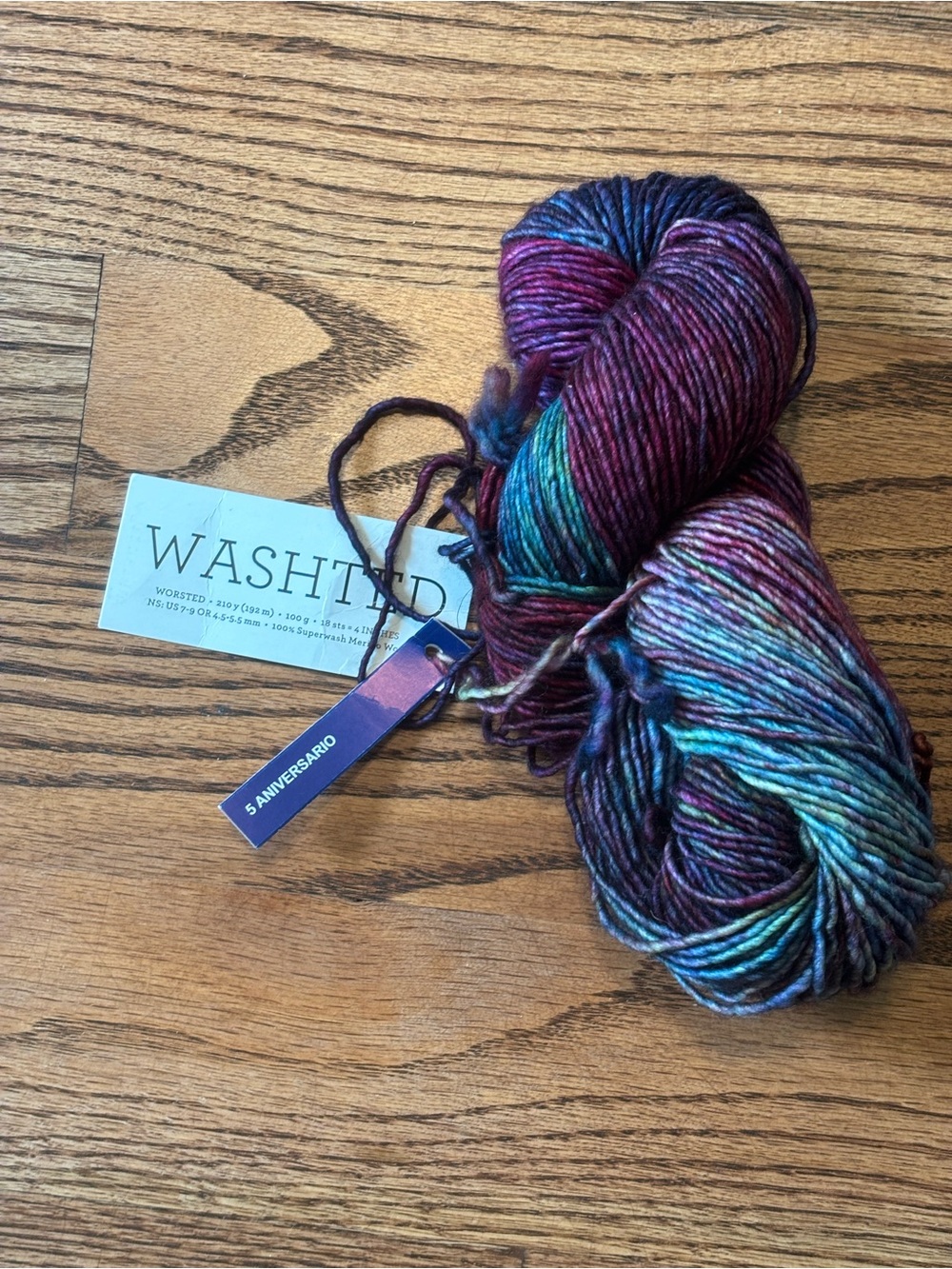 Malabrigo Yarn Washted 5 Aniversario Purple Blue 100% SW Merino Wool Single Ply